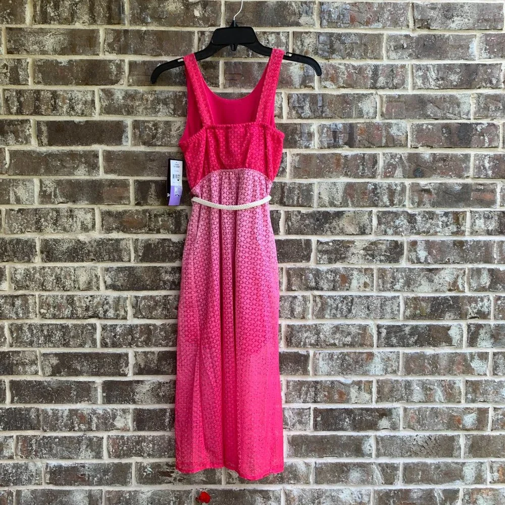 Paper Doll Maxi Girl's Dress with Braided Belt Fuchia Size 7